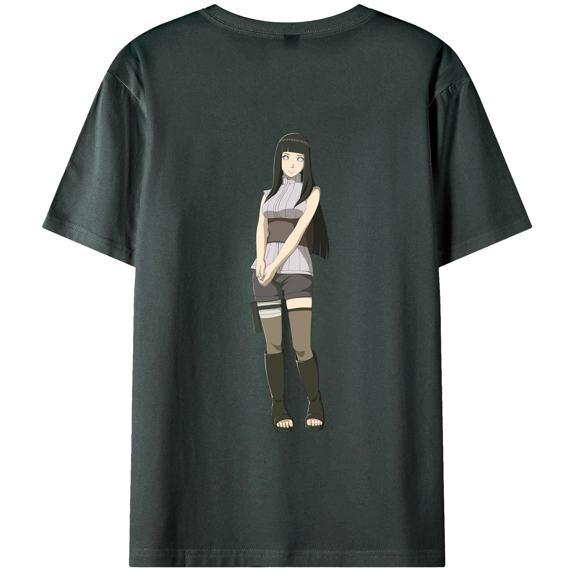 （画像用） NARUTO -ナルト- 日向ヒナタ Hyūga Hinata 綿100％ メンズ半袖Tシャツ（バックプリント） 通気性